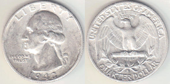 1942 S USA silver Quarter Dollar A002316